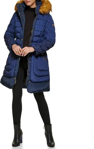 Vista 24 de GUESS Chaqueta acolchada de peso medio para mujer Cinturón negro.