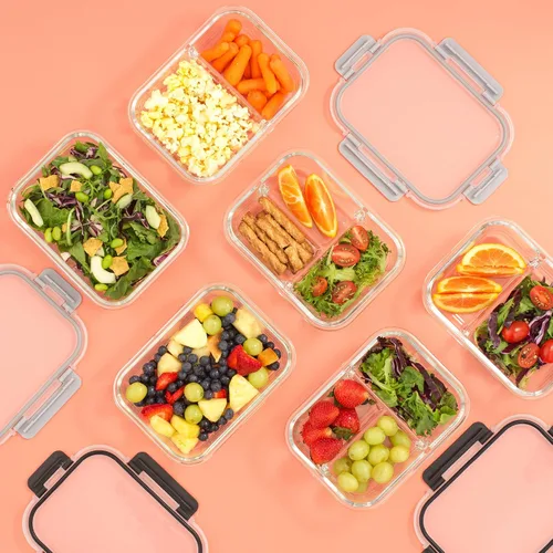 Vista 7 de JoyJolt Recipientes de Vidrio para Almacenamiento de Alimentos con Tapas. Paquete de 5 Recipientes de Vidrio para Preparación de Comidas Negro
