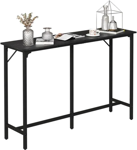 Vista 11 de VINGLI Mesa de bar de 43 pulgadas de alto, rectangular de madera, angosta, larga, altura de mostrador, para cocina, sala de estar, comedor, sofá