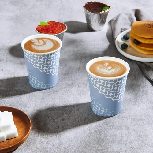 Vista 5 de MUCHII - Vasos de papel de 8 onzas, 300 tazas de café desechables, color azul Tazas para bebidas calientes, agua, jugo, té, café caliente