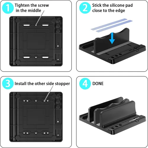 Vista 7 de Soporte vertical para laptop, soporte vertical de plástico ABS ajustable para laptop, ahorro de espacio 4 en 1, compatible con todos los MacBook Pro