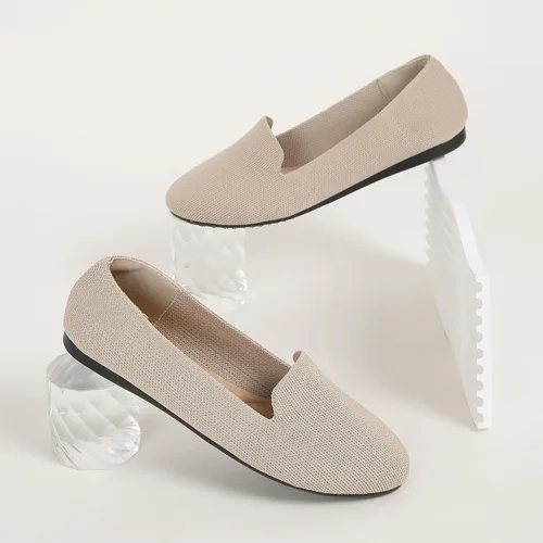 Vista 5 de Stytbtot Zapatos planos para mujer, zapatos tipo mocasín, punta redonda, informales, de punto, para oficina, trabajo, ballet