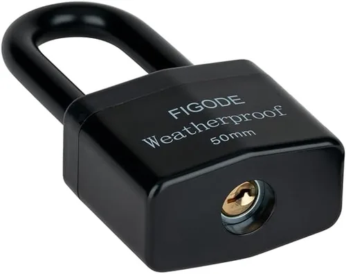 Vista 4 de FIGODE® Candado impermeable para exteriores, cerradura grande de servicio pesado resistente con cubierta de acero laminado con llave, 2.2 pulgadas
