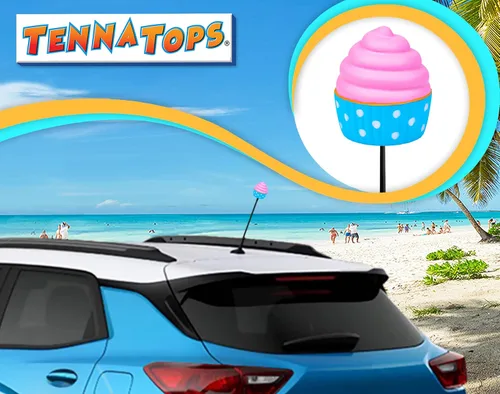 Vista 8 de Edición limitada Cupcake - Antena de coche Decoración de decoración de auto - Se adapta a la antena de estilo delgado