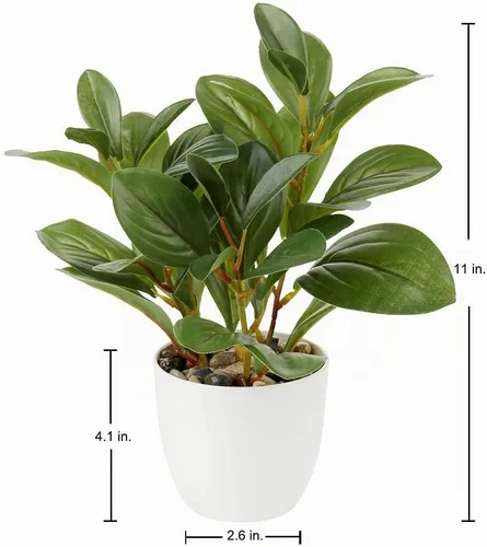 Vista 7 de Briful Plantas artificiales en maceta de camelia, pequeñas plantas de plástico sintético, plantas de escritorio, flores artificiales con jarrón