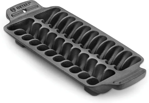 Vista 11 de Outset 76225 - Sartén de hierro fundido para ostras, 12 cavidades, color negro Grill & Serve Oysters In One Pan 12 Capacity Oyster Tray & Plate