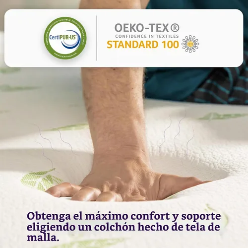 Vista 3 de NapQueen Individual, colchón de espuma viscoelástica de 6 pulgadas con té verde Anula, cama en caja, certificado CertiPUR-US