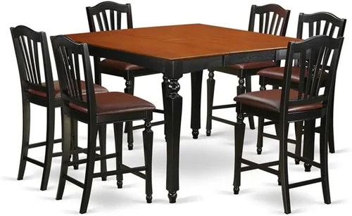 Vista 10 de East West Furniture CHEL5-BLK-LC - Juego de mesa de comedor de 5 piezas de altura de mostrador, incluye una mesa de cocina cuadrada con hojas