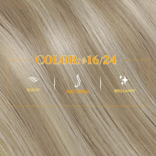 Vista 2 de Easyouth Extensión de cabello humano rubio con cola de caballo, extensiones de cabello humano rubio dorado con reflejos rubios, extensiones