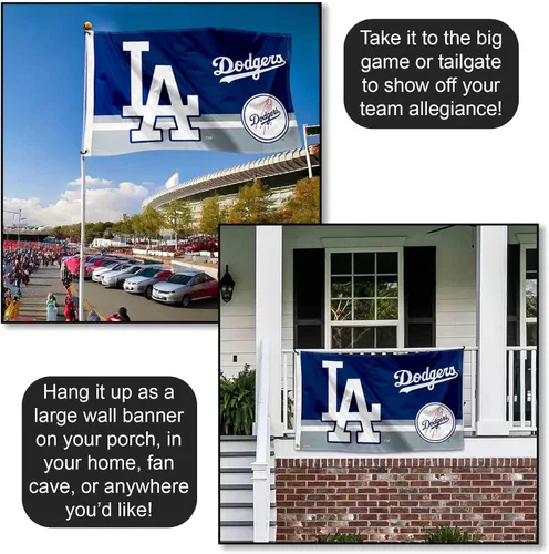 Vista 4 de WinCraft Bandera de Los Angeles Dodgers Logo Insignia de 3 x 5 pies con ojales