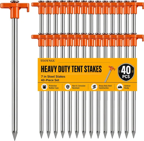 Vista 7 de 10 PCS Estacas para Tienda de Campaña de Servicio Pesado Estacas para Tienda de Campaña de 7 Pulgadas de Metal Antioxidante Clavijas para Tienda
