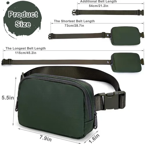 Vista 5 de AROME Mini bolsa de cinturón para mujer, riñonera de moda, cangurera cruzada con extensor de correa para mujeres y hombres, bolsa de cintura