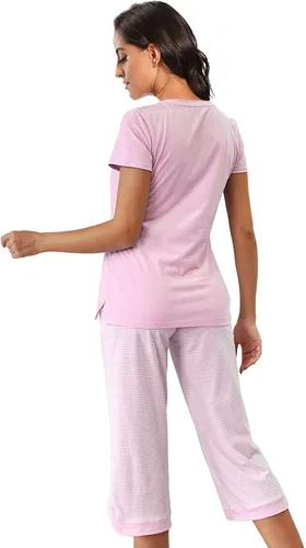 Vista 4 de IZZY + TOBY Conjuntos de pijama para mujer con pantalones capri