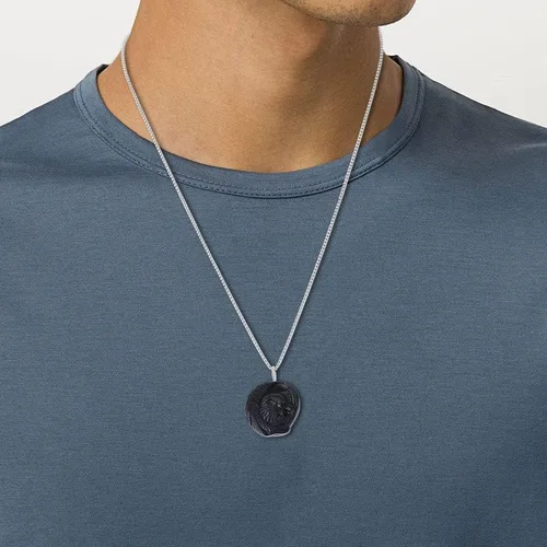 Vista 2 de COAI Collar de obsidiana de cuervo vikingo para hombre