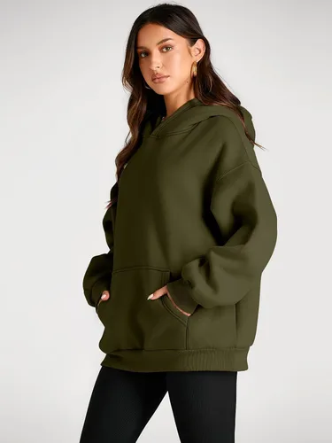 Vista 93 de Trendy Queen - Sudaderas extragrandes con capucha para mujer, suéteres de manga larga, sin botones, de vellón, de otoño, ropa de invierno