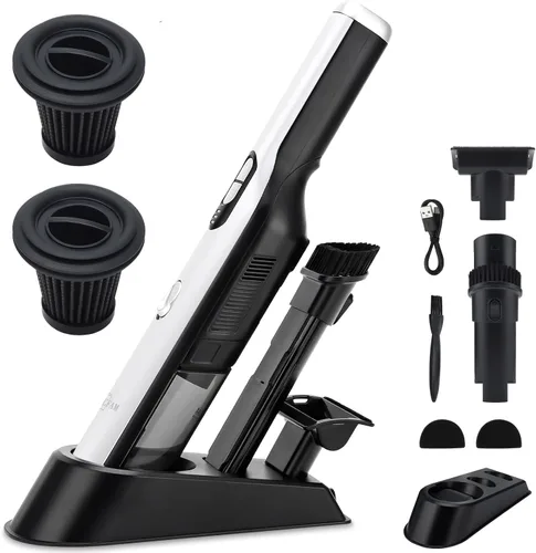Vista 11 de Aspiradora inalámbrica de mano, aspiradora portátil para automóvil con potencia de succión de 18 KPa, aspiradora de mano de carga rápida con faros