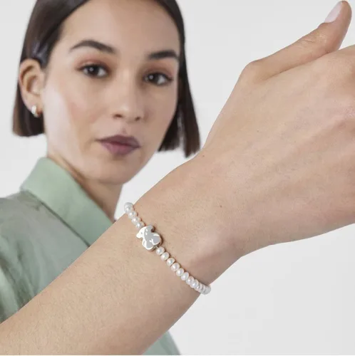 Vista 5 de TOUS Elastic Bracelet for Women with Cultured Freshwater Pearls.