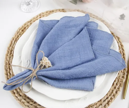 Vista 13 de Servilletas de tela para cena 10 unidades, servilletas de gasa 100% algodón natural suave, servilletas lavables ideales para bodas, decorativas