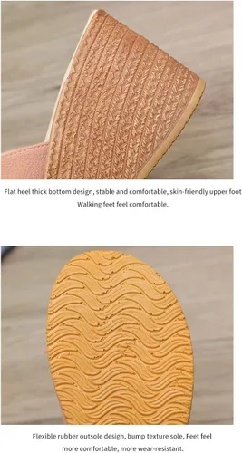 Vista 4 de pearlzone Sandalias de plataforma para mujer, alpargatas, sandalias de tela con flores, parte inferior gruesa, tacones inclinados, sandalias