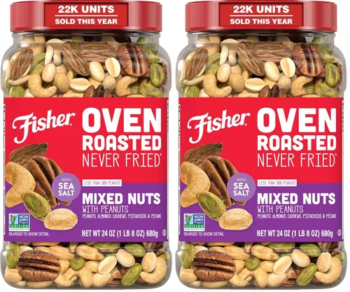 Vista 13 de FISHER Oven Roasted Never Fried - Mezcla de frutos secos asados al horno, nunca fritos Pack Of 1, Healthy Snacks For Adults, No Added Oil, No