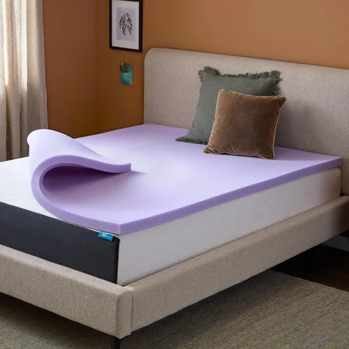 Vista 10 de Lucid Cubrecolchón de espuma viscoelástica con infusión de carbón de bambú de 2 pulgadas - Tamaño Twin - Control de humedad y olor - Ventilado