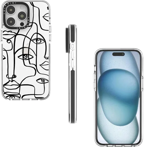 Vista 4 de Funda para iPhone 13, lindo diseño artístico de líneas faciales, diseño kawaii femenino estético patrón de dibujos animados para mujeres, niñas