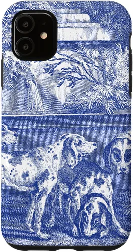 Vista 8 de Vintage Blue French Toile Hound Dogs Case for iPhone 16