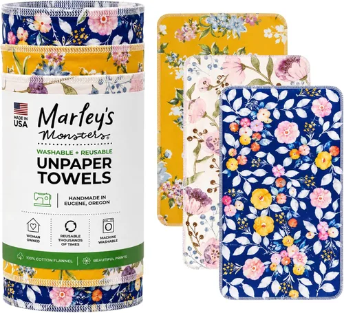 Vista 21 de Marley's Monsters Toallas sin papel - rollo de 12 unidades, toallas de papel reutilizables sin papel, de algodón, libres de árboles