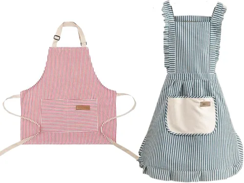 Vista 7 de Delantal para padres e hijos, delantales para mujeres con bolsillos, delantales ajustables para niños y niñas, regalos de cocina para mujeres