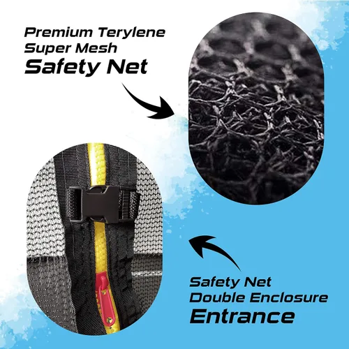 Vista 5 de Trampolín de 15 pies con red de recinto, trampolín para exteriores con red de seguridad para niños con escalera, trampolín para patio trasero de 6