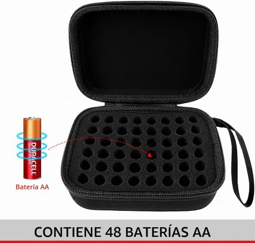 Vista 5 de Comecase - Funda organizadora de baterías para 48 pilas AA, EVA dura