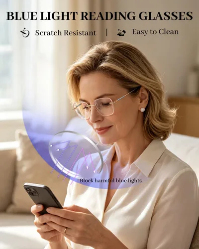 Vista 6 de LUFF Rimless Reading Glasses for Women Blue Light Blocking