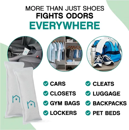 Vista 6 de Desodorizador de zapatos con zeolitas paquete de 1 Eliminador de olores, ambientador, absorbente de olores, zapatillas, bolsas de gimnasio, tacos