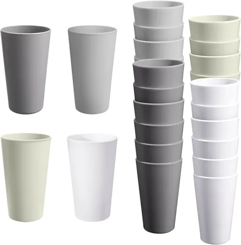 Vista 9 de Juego de 24 vasos de plástico irrompibles, vasos de plástico reutilizables de 20 onzas, vasos de agua apilables, vaso para beber para cocina