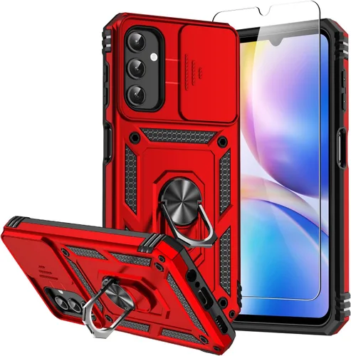 Vista 8 de Funda para Samsung Galaxy A14 5G con protector de pantalla y cubierta para lente de cámara, [grado militar] probada contra caídas de 16 pies, Negro