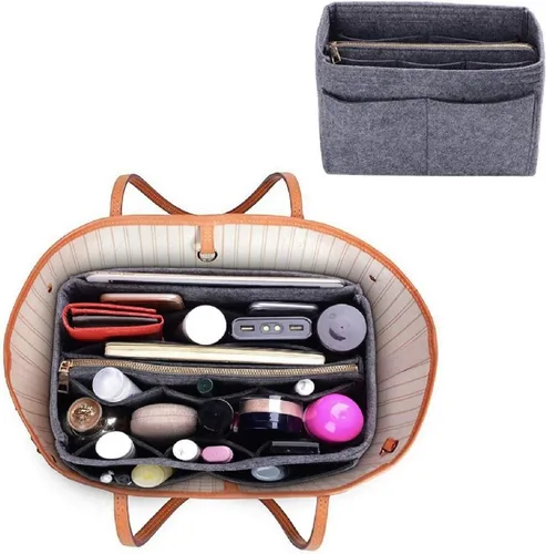 Vista 6 de ZTUJO Purse Organizer Insert, Felt Bag Organizer with Metal Zipper, Handbag & Tote Shaper, For Speedy Neverfull Tote, 7 Sizes