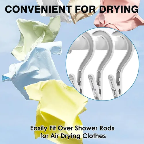 Vista 5 de 24 piezas de ganchos de plástico para ropa, súper resistentes, para colgar en baño, ideales para viajes, multicolor