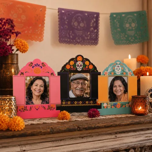 Vista 7 de Juego de 36 marcos de fotos de papel del Día de los Muertos, juego