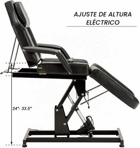 Vista 9 de BarberPub Silla de tatuaje ajustable de altura eléctrica Cama de masaje negro 0100 400 lbs cap, PVC leather, remote electric lift, manual back/leg