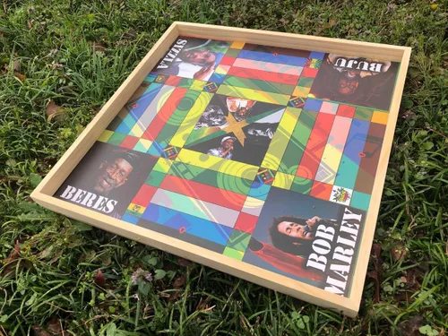 Vista 3 de Jamaican Ludo Reggae Legends Edition - Juego de mesa de gran tamaño de 24 x 24 pulgadas Juego familiar único para adultos y amigos Regalo