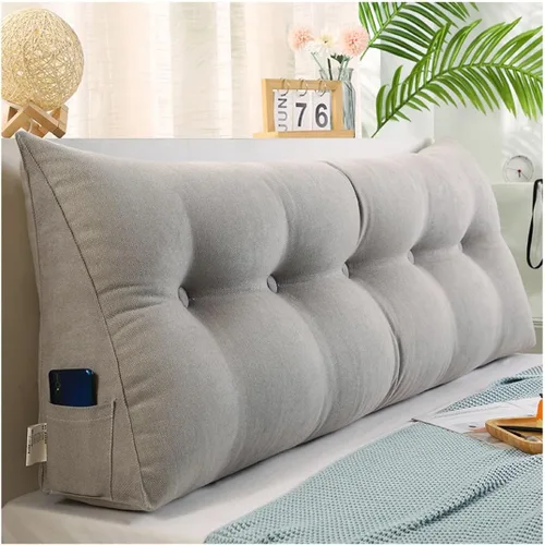 Vista 12 de EORNOW Almohada triangular para cabecero, cojín largo para respaldo de cabecero, cojín grande desmontable, almohada de lectura con funda extraíble