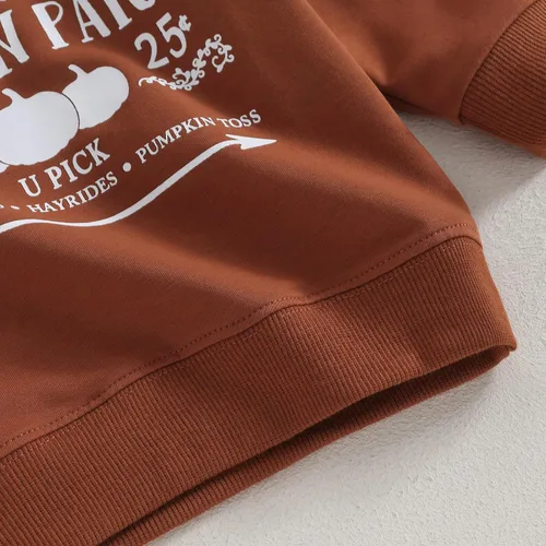 Vista 6 de Sudadera de manga larga con estampado de letras y estampado de letras para niños pequeños, para otoño e invierno