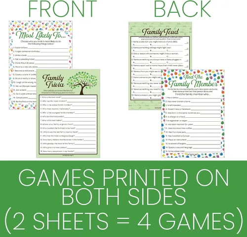 Vista 2 de DISTINCTIVS Family Reunion Game Pack – Trivia familiar, más probable, peleas familiares y encontrar al miembro de la familia – Juego de 4