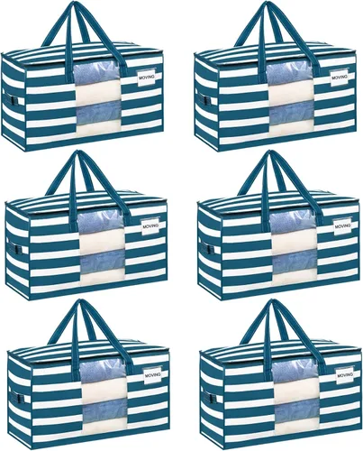 Vista 26 de VENO Paquete de 4 bolsas de mudanza resistentes, bolsas de almacenamiento de ropa y edredón con ventana transparente, suministros de embalaje