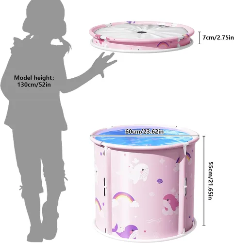 Vista 6 de Bañera portátil, bañera plegable para niños y niñas, bañera de terapia para cabina de ducha, baño, bañera plegable japonesa para remojar caliente