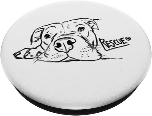 Vista 2 de Rescue Dog Sketch, Pit Bull Drawing, Adopt Don't Shop PopSockets Grip and Stand para teléfonos y tabletas
