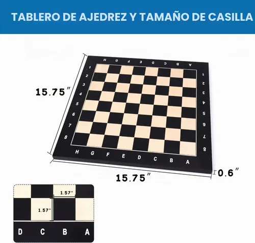 Vista 5 de GSE - Tablero de ajedrez profesional para torneo, con incrustaciones de Negro