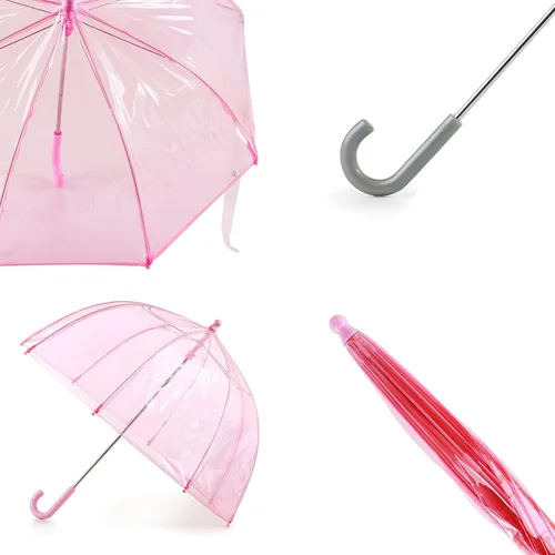 Vista 3 de Totes- Paraguas de burbujas transparente para niños con mango de fácil agarre 2236-PNK