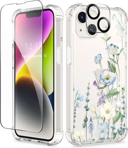 Vista 37 de GVIEWIN - Funda para iPhone 11 con protector de pantalla + protector de lente de cámara, cubierta protectora transparente suave de poliuretano