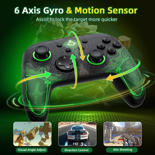 Vista 3 de IINE Switch Pro Controller, Wireless Switch Controllers for SwitchLiteOLED, Remote Gamepad Controller with NFC6-Axis GyroRumbleTurboMacro Functions